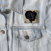 Persoonlijke zwarte-labfoto en naam van de hond vierkante button 5,1 cm (In situ)