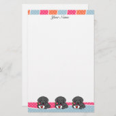 Persoonlijke zwarte labrador Cartoon Briefpapier (Voorkant / Achterkant)