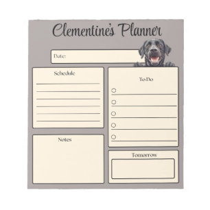 Persoonlijke Zwarte Labrador Dagelijkse Planner Notitieblok
