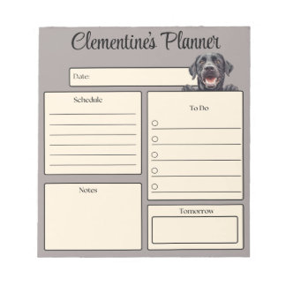 Persoonlijke Zwarte Labrador Dagelijkse Planner Notitieblok