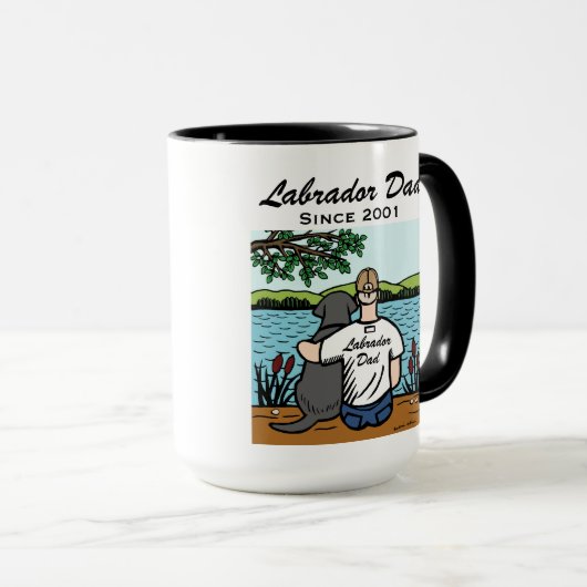 Persoonlijke zwarte labrador en vader mok (Voorkant rechts)