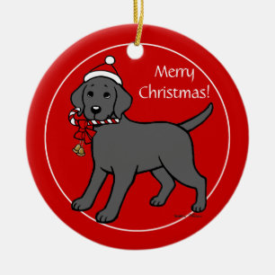 Persoonlijke zwarte labrador kerstkerstkerstkerstk keramisch ornament
