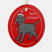 Persoonlijke zwarte labrador kerstkerstkerstkerstk keramisch ornament (Links)