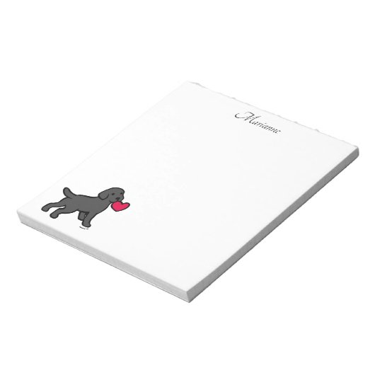 Persoonlijke zwarte labrador puppy en hart notitieblok (Linkerzijde)
