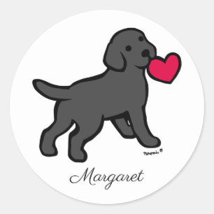 Persoonlijke zwarte labrador puppy en hart ronde sticker