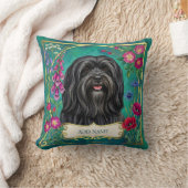 Persoonlijke Zwarte Lhasa Apso Bloemenkussen Kussen (Deken)