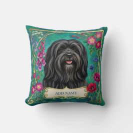 Persoonlijke Zwarte Lhasa Apso Bloemenkussen Kussen