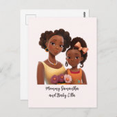 Persoonlijke Zwarte Moeder en Dochter (7) Briefkaart (Voorkant / Achterkant)