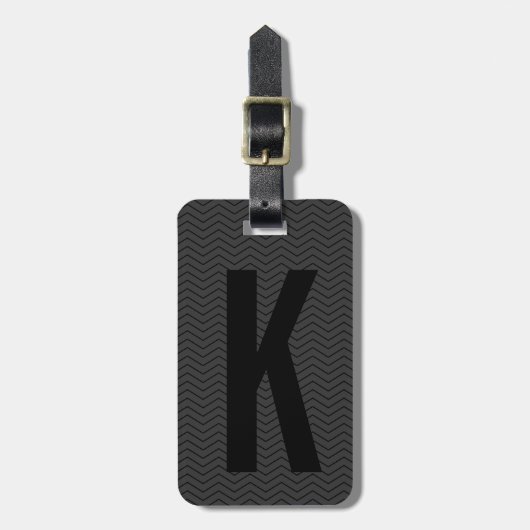 Persoonlijke zwarte monogram bagage labels voor re (Voorkant verticaal)