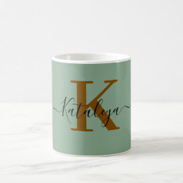 Persoonlijke zwarte monogram koffiemok met naam