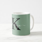 Persoonlijke zwarte monogram koffiemok met naam (Voorkant rechts)