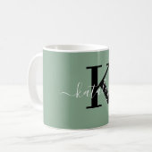 Persoonlijke zwarte monogram koffiemok met naam (Voorkant links)