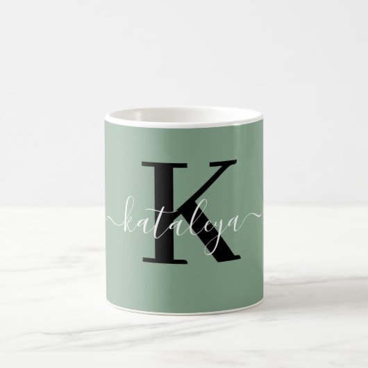 Persoonlijke zwarte monogram koffiemok met naam (Center)