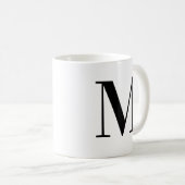 Persoonlijke Zwarte Monogram Letter M Koffiemok (Voorkant rechts)