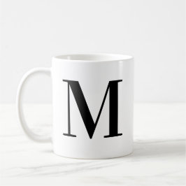 Persoonlijke Zwarte Monogram Letter M Koffiemok