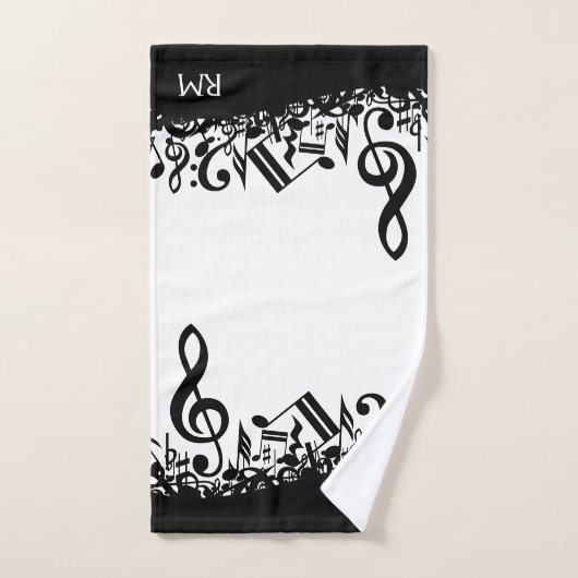 Persoonlijke zwarte Muzieknoten Bad Handdoek (Handdoek)