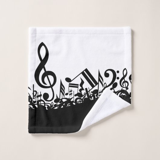 Persoonlijke zwarte Muzieknoten Bad Handdoek (Wasdoekje)