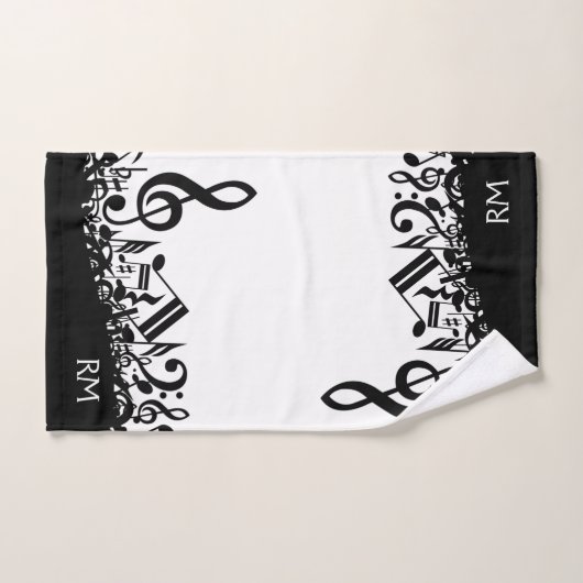 Persoonlijke zwarte Muzieknoten Bad Handdoek (Handdoek)