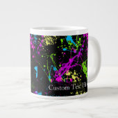 Persoonlijke Zwarte/Neon Spatten Grote Koffiekop (Voorkant rechts)