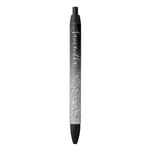 Persoonlijke Zwarte Ombre Zilver Glitter Inkt Pen