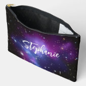 Persoonlijke Zwarte Paarse Galaxy Hemel Foto Etui (Open)