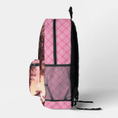 Persoonlijke zwarte pop plaid bedrukte rugzak (Rechts)