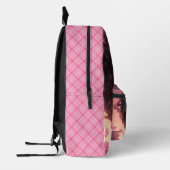 Persoonlijke zwarte pop plaid bedrukte rugzak (Links)