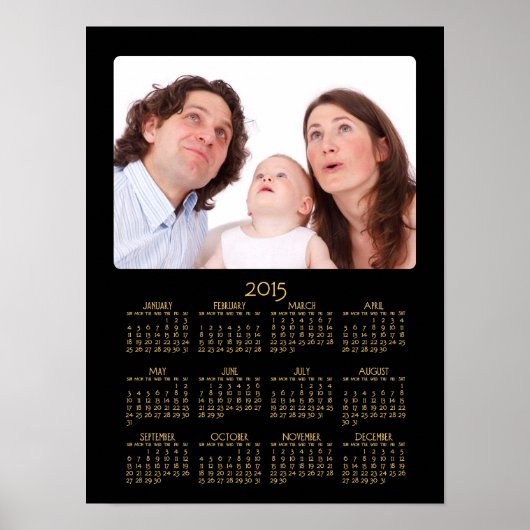 Persoonlijke Zwarte Poster Jaarkalender 2015 (Voorkant)