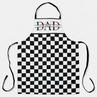 Persoonlijke Zwarte Retro Geruite Papa Beste Chef Schort