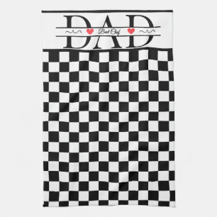 Persoonlijke Zwarte Retro Geruite Papa Beste Chef Theedoek