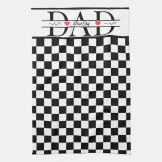 Persoonlijke Zwarte Retro Geruite Papa Beste Chef Theedoek