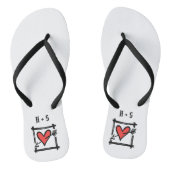 Persoonlijke Zwarte & Rode Liefdeshart Flip Flops  (Voetbed)
