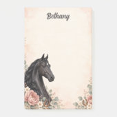 Persoonlijke Zwarte Saddlebred Roze Pioen Post-it® Notes (Voorkant)