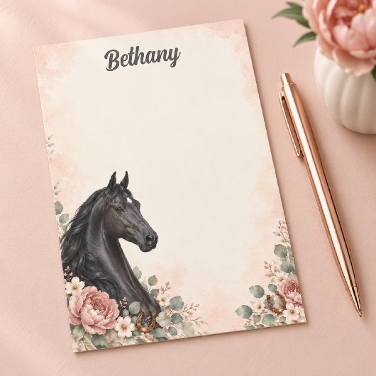 Persoonlijke Zwarte Saddlebred Roze Pioen Post-it® Notes