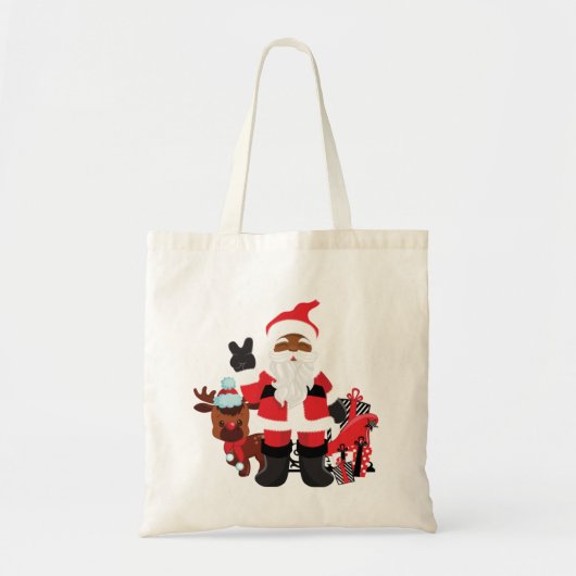 Persoonlijke zwarte Santa Elf-Canvas tas (Voorkant)