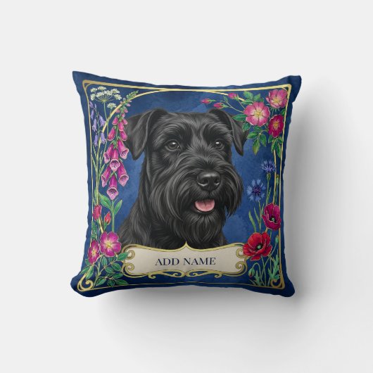 Persoonlijke Zwarte Schnauzer Blauwe Kussen (Voorkant)