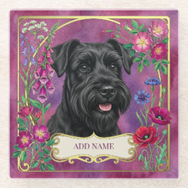 Persoonlijke Zwarte Schnauzer Roze Onderzetter