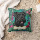 Persoonlijke Zwarte Schnauzer Teal Kussen (Deken)