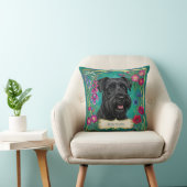 Persoonlijke Zwarte Schnauzer Teal Kussen (Stoel)