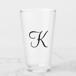Persoonlijke Zwarte Script Drinkbeker met Monogram Glas