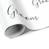 Persoonlijke zwarte Script Elegant Name Groom Cadeaupapier (Rol Hoek)