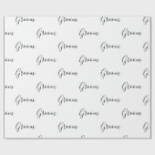 Persoonlijke zwarte Script Elegant Name Groom Cadeaupapier (Vlak)