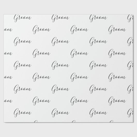 Persoonlijke zwarte Script Elegant Name Groom Cadeaupapier (Vlak)