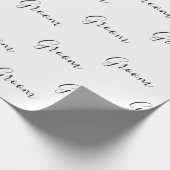 Persoonlijke zwarte Script Elegant Name Groom Cadeaupapier (Hoek)