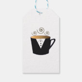 Persoonlijke zwarte smokingcadeautas voor bruidsjo cadeaulabel (Achterkant)