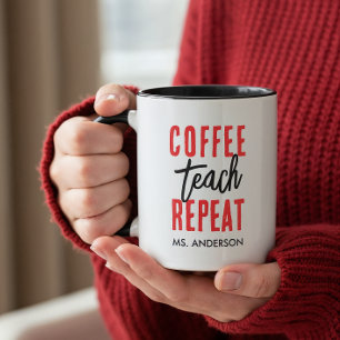 Persoonlijke Zwarte Typografie Koffie Leraren Mok