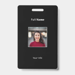 Persoonlijke Zwarte Werknemersbadge Foto & Tekst Badge