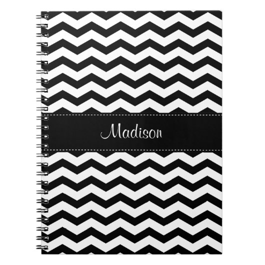 Persoonlijke zwarte witte Chevron spiral-laptop Notitieboek (Voorkant)