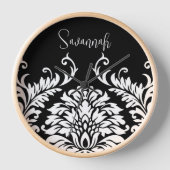 Persoonlijke zwarte witte Damask-wandklok (Voorkant)