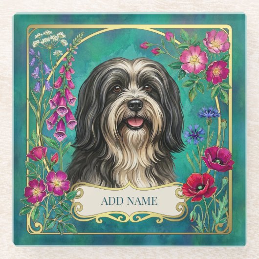 Persoonlijke Zwarte & Witte Lhasa Apso Onderzetter (Voorkant)
